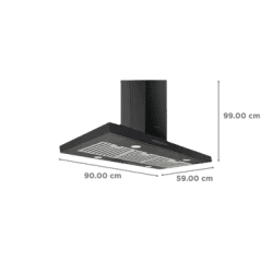 elica | SPOT TRIM ISLAND ETB PLUS LTW  | 90 N | 90cm | 1220m3/hr Ducted Ceiling Mounted Chimney with Touch Control  | Black