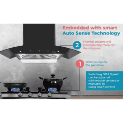 Elica | AUTO SENSE |  WDFL 906 HAC LTW MS NERO | 1200 CMH |Auto Clean Wall Mounted Chimney | Black