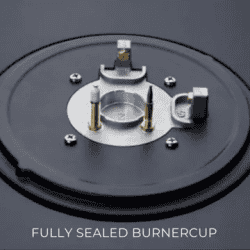 Elica |  FLEXI | DFS FB | 75 DX  Glass Top 3 Burner Automatic Hob  | Round Enamelled | Grid Black