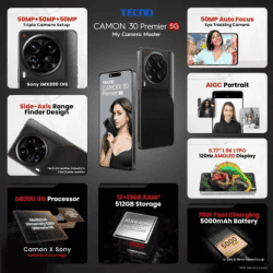 Tecno | CL9 | Camon 30 Premier | 12GB | 512GB | 5G | Lava Black