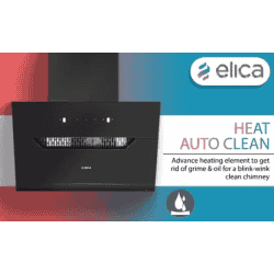 Elica |  EFL 207 HAC LTW VMS 90 Auto Clean Slant Glass 60 cm | Heat Autoclean | Filterless Powerful Suction | Low Noise Wall Mounted Chimney | Black