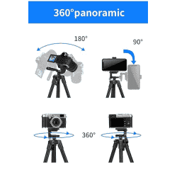 Jmary KP-2205 Aluminum Tripod 134CM | 4-Section Aluminum Legs | Universal Lightweight Tripod with Mobile Phone Holder Mount