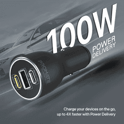 Promate PowerDrive-120 | 120W RapidCharge Car Charger with Dual Power Delivery and Quick Charge Ports