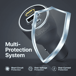 Promate PowerDrive-120 | 120W RapidCharge Car Charger with Dual Power Delivery and Quick Charge Ports