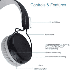 Portronics Muffs M POR-1073 Wireless Bluetooth 5.0 Stereo On-Ear Headphones with Immersive Stereo Sound | Grey