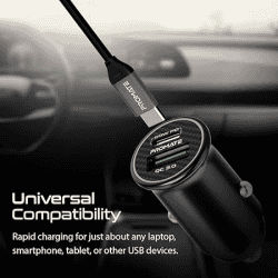 Promate 60W USB-C Car Charger | Bullet-PD60