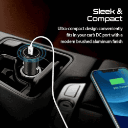 Promate 60W USB-C Car Charger | Bullet-PD60