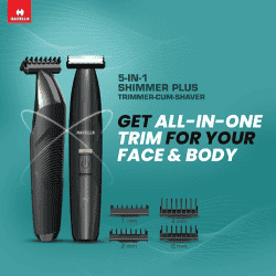 Havells ST8000 Shimmer plus | 5 in 1 rechargeable Dual-Blade Shaver cum Trimmer with 4 Trimming Combs