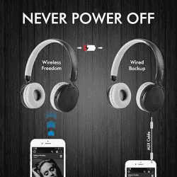 Portronics Muffs M POR-1073 Wireless Bluetooth 5.0 Stereo On-Ear Headphones with Immersive Stereo Sound | Grey
