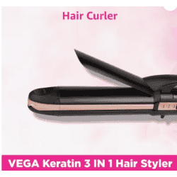 VEGA Keratin 3 in 1 Styler Curler and Crimper VHSCC-03 Hair Straightener | Pink