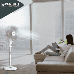Bajaj ROBUSTO Pedestal Fan | 400 mm | Lavender White