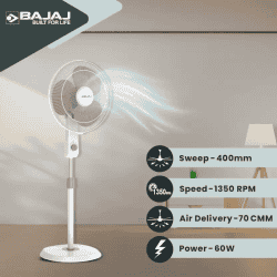Bajaj ROBUSTO Pedestal Fan | 400 mm | Lavender White