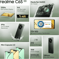 realme C65 5G | 6GB | 128GB | Glowing Black