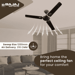 Bajaj Edge Hs Neo Deco Ee Ceiling Fans | 1200Mm | Choco Brown