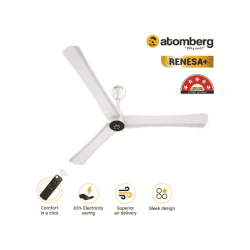 Atomberg Renesa+ 1400mm | 5 Star | 1400 mm | BLDC | Remote | 3 Blade | Pearl White