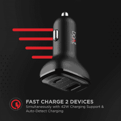 boAt Dual QC PD Port Rapid Car Charger | Type C Cable | Black