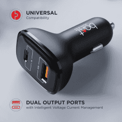 boAt Dual QC PD Port Rapid Car Charger | Type C Cable | Black