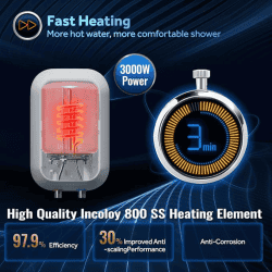 Haier Pret | 3 L |  instant water heater Geyser |  Glasslined Tank | 3000W | Rust proof Body | White | EI3V-PRET 3.0KW