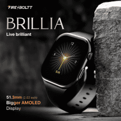 Fire Boltt Brillia Smartwatch | 51.3mm  | Largest Amoled | Bluetooth |  Champagne