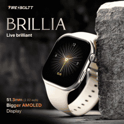 Fire Boltt Brillia Smartwatch | 51.3mm  | Largest Amoled | Bluetooth | Starlight