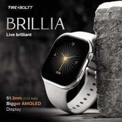 Fire-Boltt Brillia Bluetooth Smartwatch | 51.3 mm | Largest Amoled | Silver