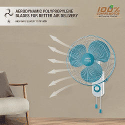 USHA Maxx Air Ultra 400 mm | 3 Blade | Wall Fan | Light Blue