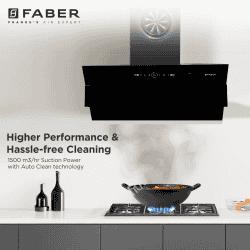 FABER Hood Comet | BLDC FL HC BK 90 |  Auto clean Chimney Auto Clean Wall Mounted Chimney