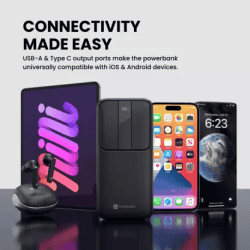Portronics Power Bank | 20000 mAh | 22.5 W | Lithium Polymer | Black