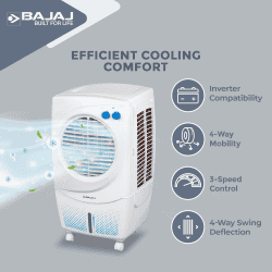 BAJAJ PMH 36 Torque Personal Air Cooler For Room  | 36 L  | White