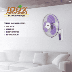Usha Maxx Air High Speed Wall Fan | 400MM | Purple and White