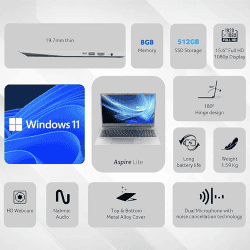 Acer Aspire Lite Laptop | Intel Core i3 | 13th Gen | 1305U | 8 GB | 512 GB  | Steel Gray | UN 34ESI 005