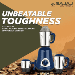 BAJAJ Military Series Glamore  Mixer Grinder |  800W | 3 Jars | Royal Blue