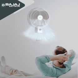 Bajaj Robusto Oscillating Wall Fan | 400mm | High Air Delivery | Modern Décor | Lavender & White