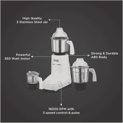 Preethi Eco Plus  Mixer Grinder | MG 138 | 110V | 550 Watt
