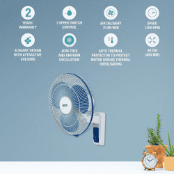 USHA Maxx Air 400MM | High Speed Wall Fan | Blue White