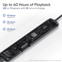 realme Buds Wireless 3 Neckband | 30dB ANC | 360 degree Spatial Audio |  40 hours Playback | Pure Black | RMA2119