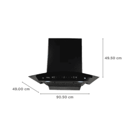 hindware Chromia 90cm | 1200m3 hr  | Ducted Auto Clean Wall Mounted Chimney Touch Control | Black