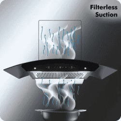 hindware Chromia 90cm | 1200m3 hr  | Ducted Auto Clean Wall Mounted Chimney Touch Control | Black