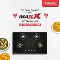 Hindware ADONIA 4B Built in Glass Glass Automatic Hob | 80CM | Flame Failure Device