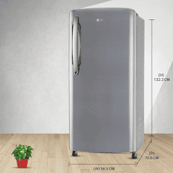 LG Refrigerator | 204 L | Direct Cool Single Door | 5 Star | Shiny Steel | GL-B211HPZZ