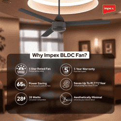 Impex BLDC Ceiling Fan ATOM 28 | 5 Star | Ceiling Fans Remote Control | Smoke Brown