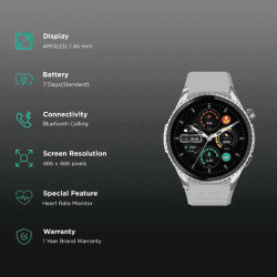 Noise Origin Calling Smartwatch | AMOLED | 1.46" | Silver Grey