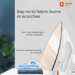 Orient Electric FabriSmooth Dry Iron | 1000 W | White