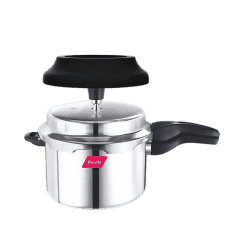 Preethi Induction Base Stainless Steel Outer Lid Pressure Cooker | Spill Splash Shield | 5 L | Silver