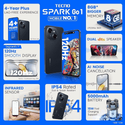 TECNO Spark GO 1 | 3 GB  | 64 GB | Startrail Black