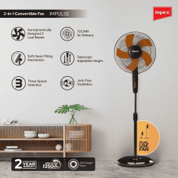 Impex Impulse Table pedestal fan | 400 mm | 2 in 1 convertible | Orange Black