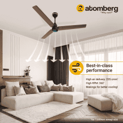 Atomberg Renesa Ceiling Fan | 1200 mm | 3 Blade | BLDC Ceiling Fan with Remote Control & LED Indicators | Matte Brown & Black