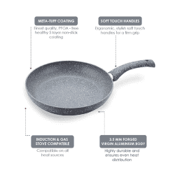 Wonderchef Granite Non-Stick Fry Pan | 26cm | Induction Bottom | Virgin Grade Aluminium | Grey