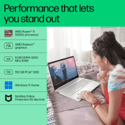HP Laptop | Ryzen 5 | Hexa Core 5500U | 8 GB | 512 GB | Natural Silver | 15S-EQ2304AU