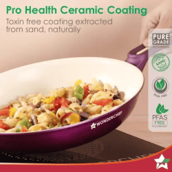 Wonderchef  Bellagio Fry Pan | 20 cm | 1.1 L capacity |  Ceramic Non-stick | Purple